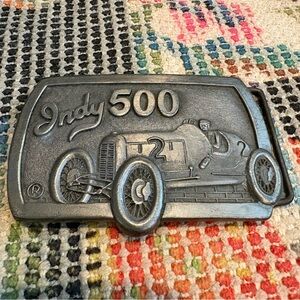 Indy 500 Vintage Belt Buckle Capp & Knudsen Pewter Retro Racing Gift Collectible